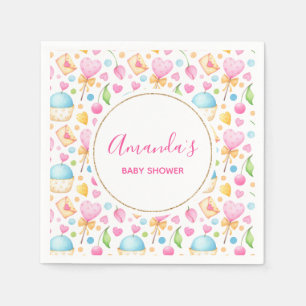 Guardanapo De Papel Partido dos Padrões de Aquarela de Corações e M