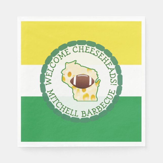 Guardanapo De Papel Partido Dourado e Verde das Cores de Wisconsin (Frente)
