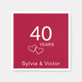 Guardanapo De Papel Partido Elegante Moderno Personalizado Ruby 40 ano