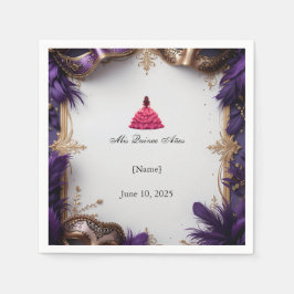 Guardanapo De Papel Partido Elegante Purple e Dourado Quinceañera