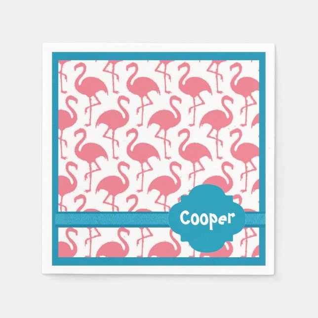 Guardanapo De Papel Partido Flamingo Rosa Personalizado Napkins (Frente)
