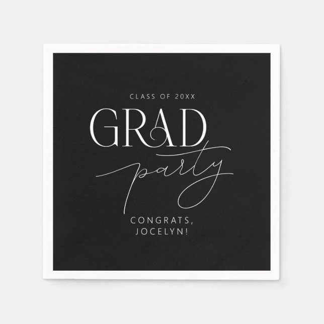 Guardanapo De Papel Partido Formando Mínimo Personalizado Branco Negro (Frente)