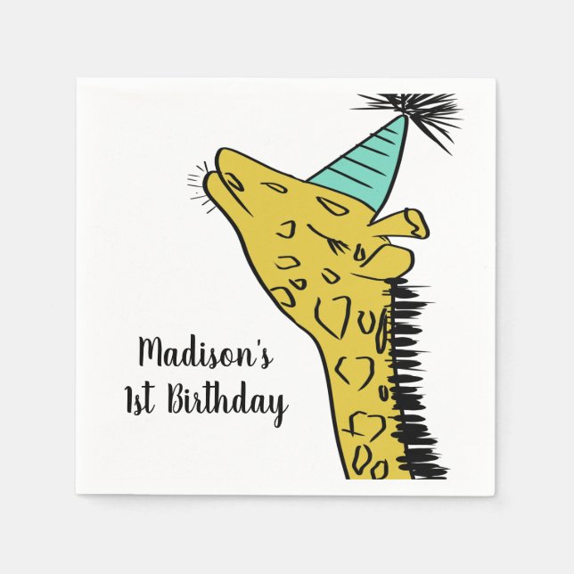 Guardanapo De Papel Partido Giraffee Doodle Zoo Safari (Frente)