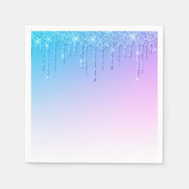 Guardanapo De Papel Partido Glam Sparkles Azul Glitter