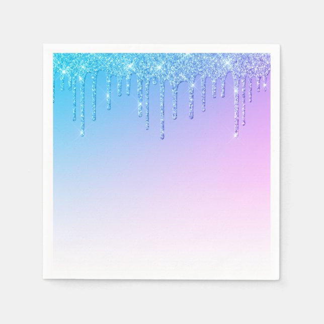 Guardanapo De Papel Partido Glam Sparkles Azul Glitter (Frente)