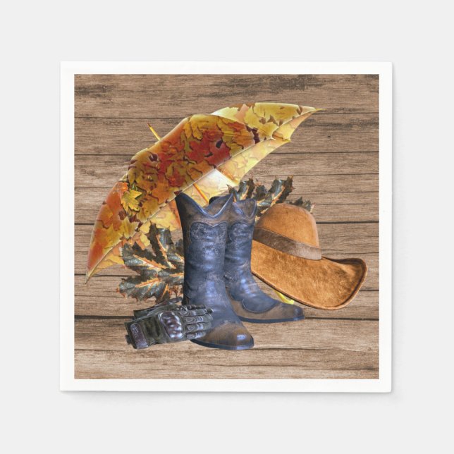 Guardanapo De Papel Partido Jante de Ação de Graças - Orange Rustic Vi (Frente)