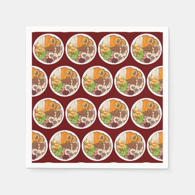 Guardanapo De Papel Partido Jante de Natal UK Comida Festiva Britânica (Frente)