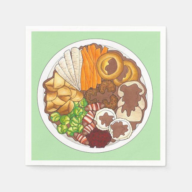 Guardanapo De Papel Partido Jante de Natal UK Comida Festiva Britânica (Frente)