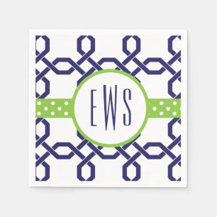 Guardanapo De Papel Partido Lattice & Grosgrain Monogramas Napkins