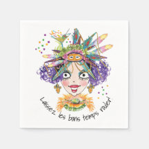Partido Mardi Gras Babe Paper Napkin