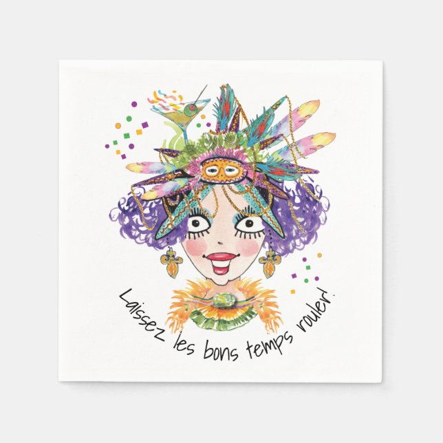 Guardanapo De Papel Partido Mardi Gras Babe Paper Napkin (Frente)