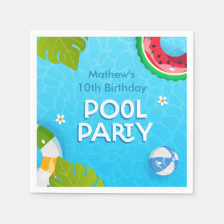 Guardanapo De Papel Partido Moderno da Piscina Tropical de Verão