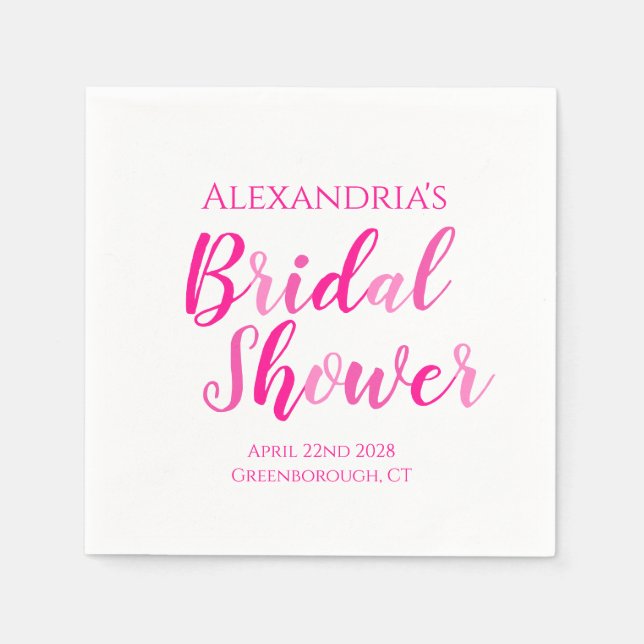 Guardanapo De Papel Partido Moderno Rosa Quente do chá de panela (Frente)