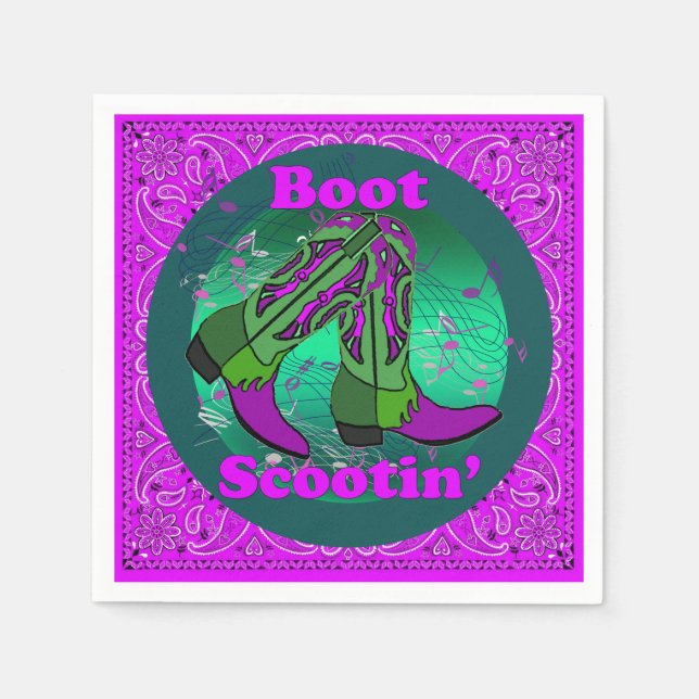 Guardanapo De Papel Partido Ocidental Boot Scootin' Dance Purple (Frente)