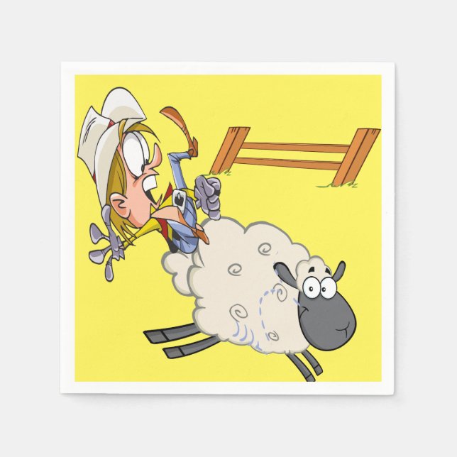 Guardanapo De Papel Partido Ocidental Napkins Cowboy Mutton Bustin (Frente)