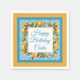 Guardanapo De Papel Partido Personalizado Azul Citrus & Marrocos