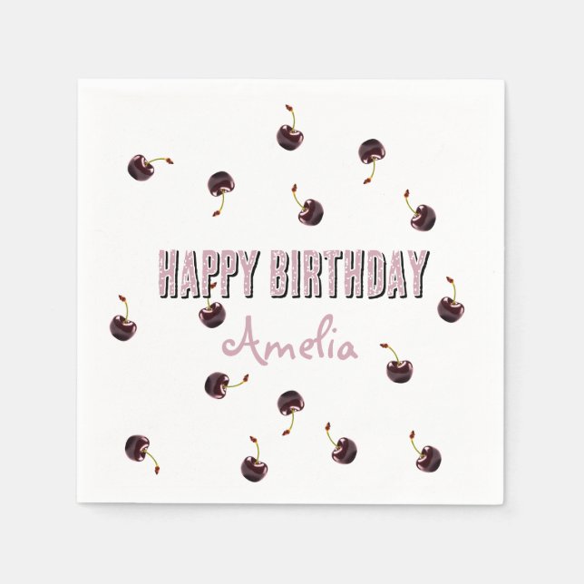 Guardanapo De Papel Partido Personalizado da Cereja Escura (Frente)