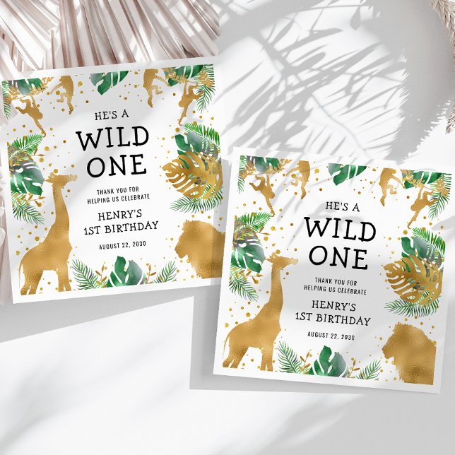 Guardanapo De Papel Partido primeiro aniversario Selvagem Safari (Criador carregado)