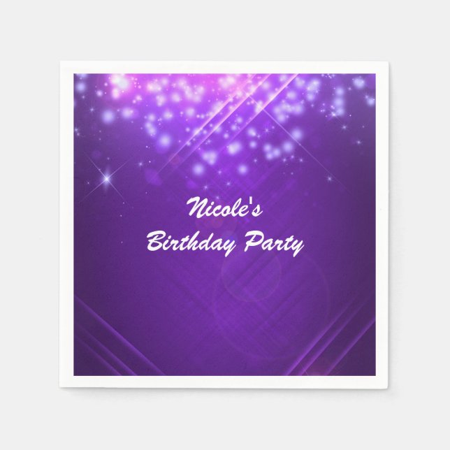 Guardanapo De Papel Partido Purple Sparkle Glam Dance Club (Frente)