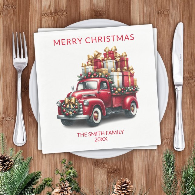 Guardanapo De Papel Partido Red Truck Apresenta (Criador carregado)