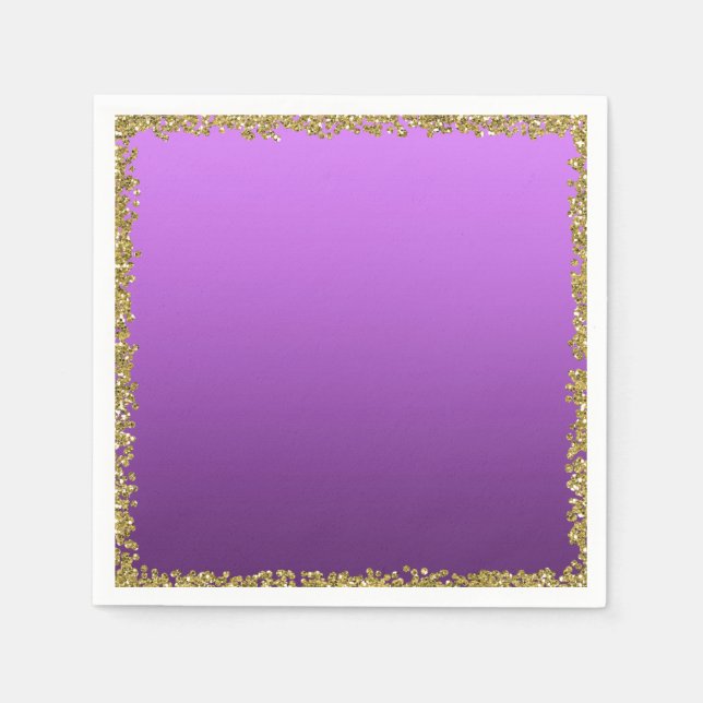 Guardanapo De Papel Partido Roxo Dourado Glitter Glitter Sparkle (Frente)