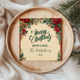 Guardanapo De Papel Partido Rustic Red Poinsettia Feriado