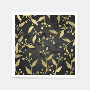 Guardanapo De Papel Partido rústico moderno botânico Dourado preto d