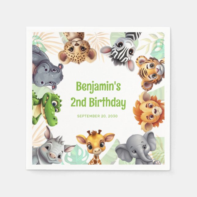 Guardanapo De Papel Partido segundo aniversário da Selva Safari (Frente)