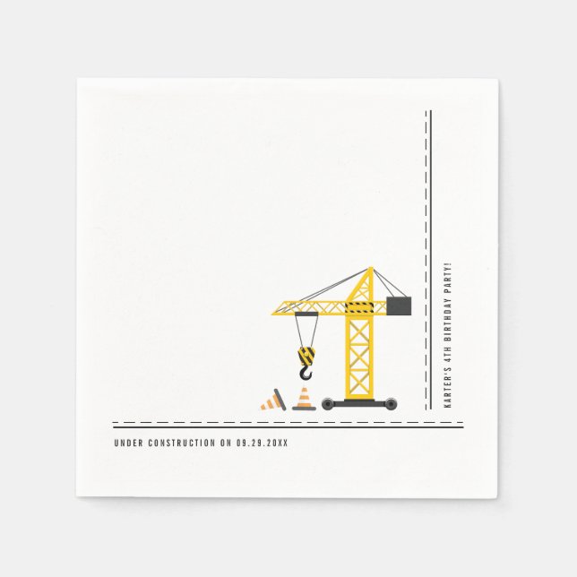 Guardanapo De Papel Partido Simples Moderno em Tema de Construção (Frente)