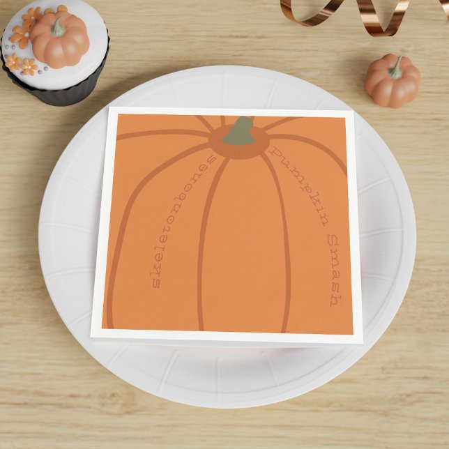 Guardanapo De Papel Partido Smash Moderno de Pumpkin Personalizado (For fall birthdays, Halloween pumpkin smash parties &  just for those that like orange paper napkins)