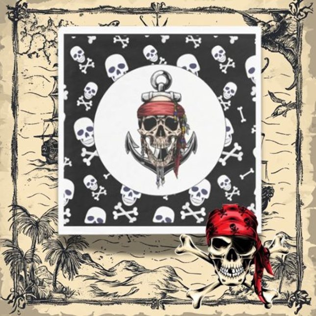 Guardanapo De Papel Partido Temático Pirata Náutico Adulto (Make your child’s pirate party extra special with themed napkins.)