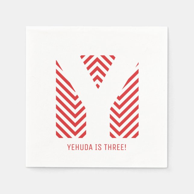 Guardanapo De Papel Partido Upsherin do Impressão Chevron Napkin (Frente)