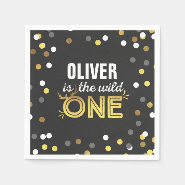 Guardanapo De Papel Partido Wild One Napkin Modern Wiln One Party (Frente)