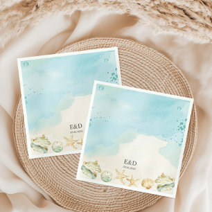 Guardanapo De Papel Parto de Casamento de Destino do Oceano de Praia