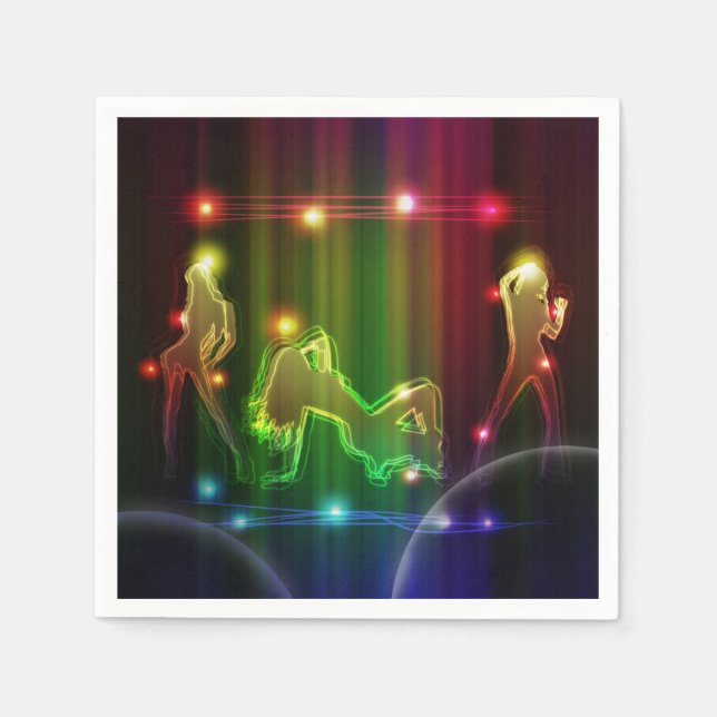Guardanapo De Papel Party Girls Modern Trendy Neon Lights (Frente)