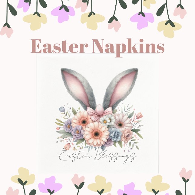 Guardanapo De Papel Páscoa Bênçãos Brancos Cute Bunny Ears (Criador carregado)