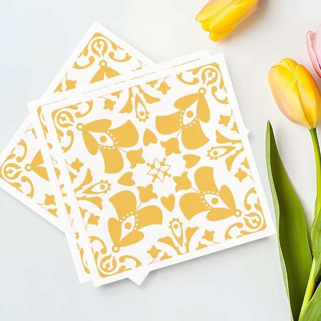 Guardanapo De Papel Páscoa Chic Amarelo Elegante Domingo Brunch (Elegant Yellow Floral Chic Easter Sunday Brunch Napkins)