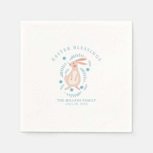 Guardanapo De Papel Páscoa com ovos, coelho, pintinho, flores (Frente)