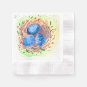Guardanapo De Papel Páscoa das coxas aquarelas ovos azuis
