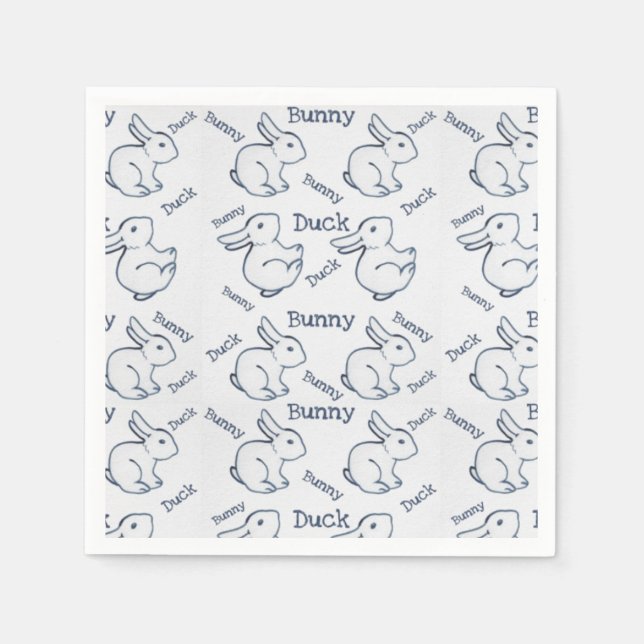 Guardanapo De Papel Páscoa de Desenho de Ilusão Óptica de Duque Branco (Frente)