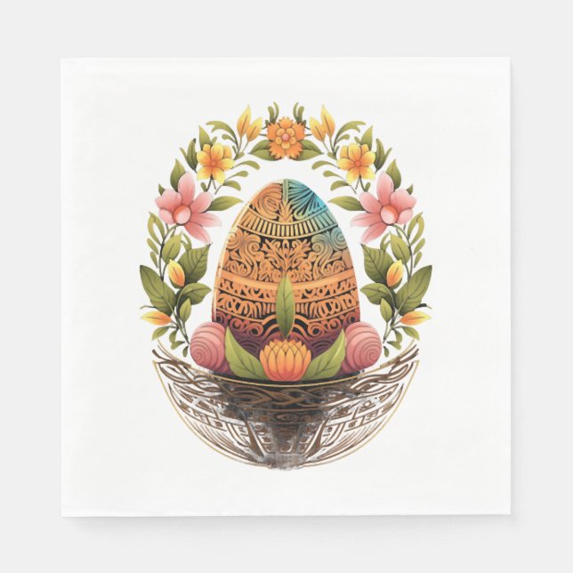 Guardanapo De Papel Páscoa Dia da Páscoa Cesta de Ovos Mandala Art Egg (Frente)