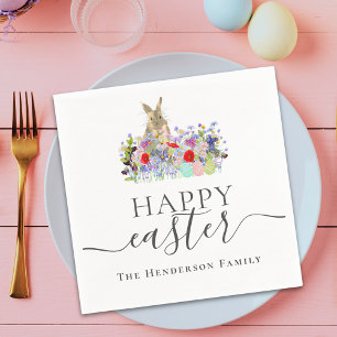 Guardanapo De Papel Páscoa Feliz Personalizada Coelhinho Fofo Flor Sil