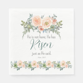 Guardanapo De Papel Páscoa Floral Ele tem Risen Scripting Watercolor