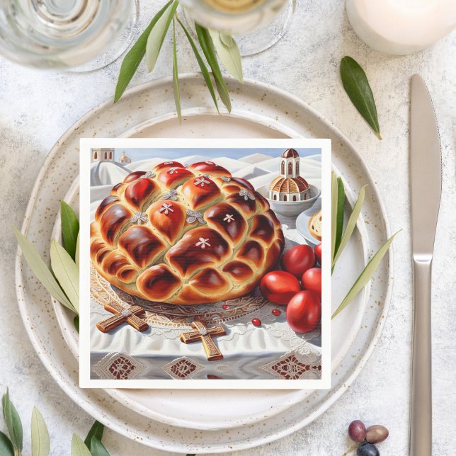 Guardanapo De Papel Páscoa Grega Elegante (Festive and fun napkin. )