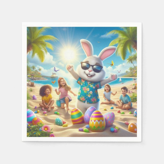 Guardanapo De Papel Páscoa na praia (Frente)