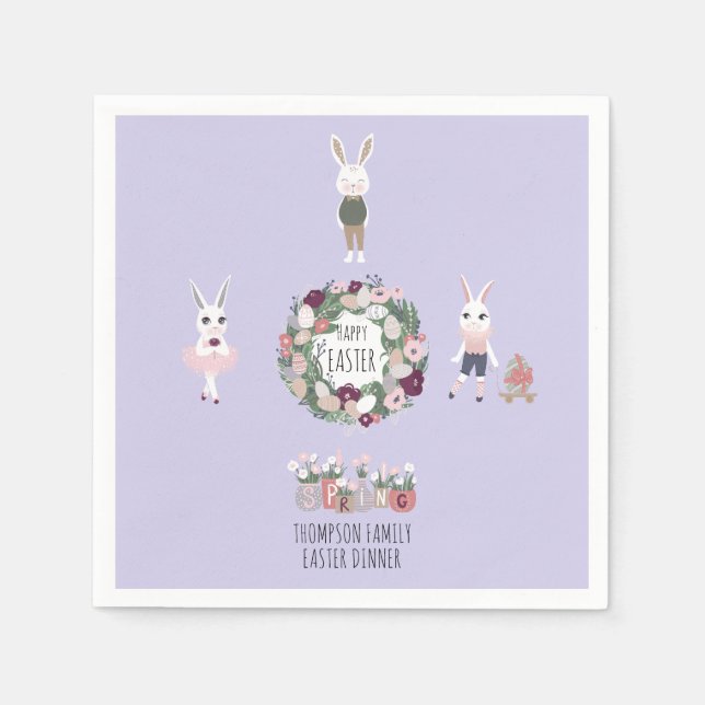 Guardanapo De Papel Páscoa Personalizada de Frangos Selvagens de Ovos (Frente)