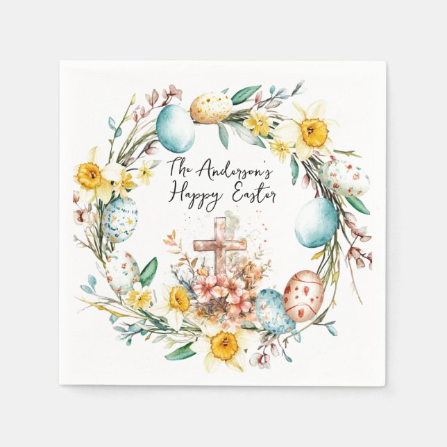 Guardanapo De Papel Páscoa transversal e floral (Frente)