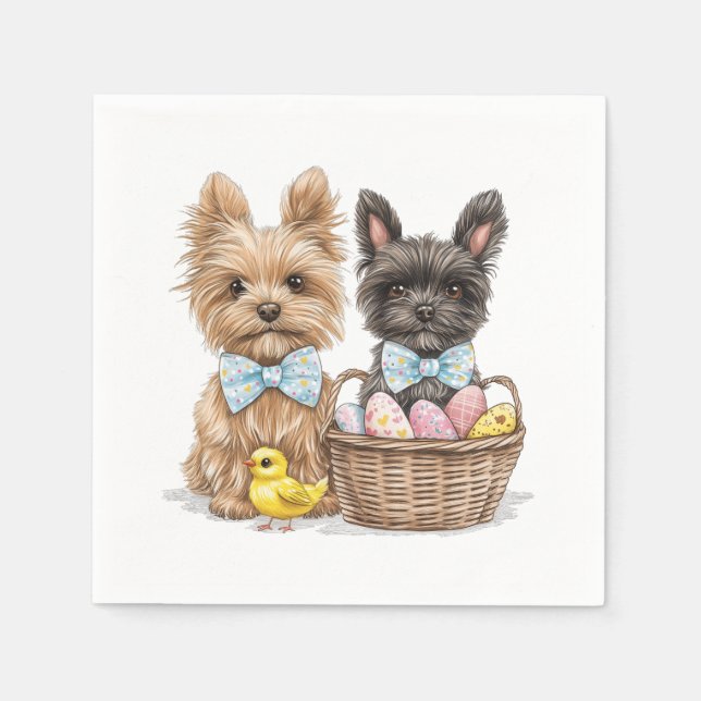Guardanapo De Papel Páscoa Yorkshire Terrier Dogs (Frente)