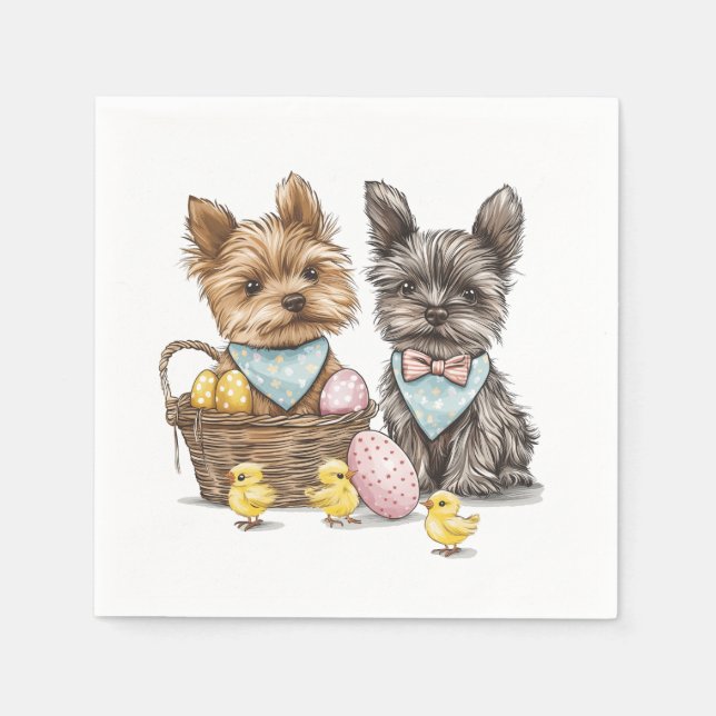 Guardanapo De Papel Páscoa Yorkshire Terrier Dogs (Frente)