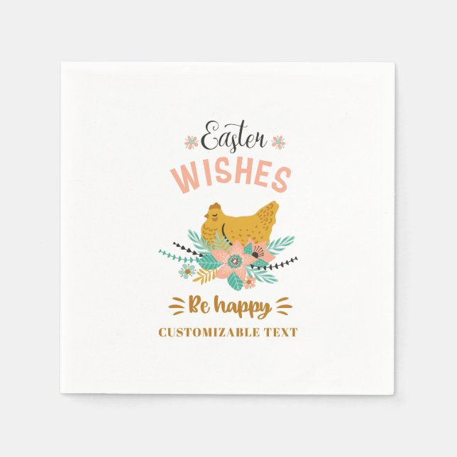 Guardanapo De Papel Páscoas, flores e frango páscoa (Frente)